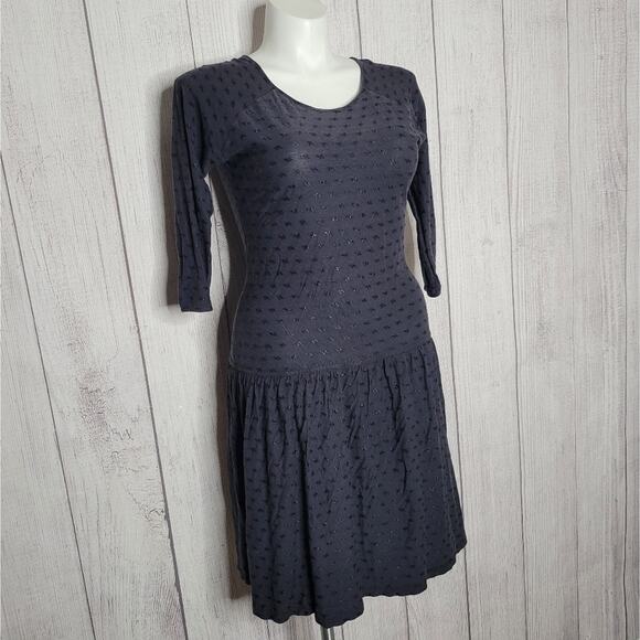VTG Leslie Knits Made in Italy Black Eyelet Lace Drop Waist Dress, size Small - Picture 1 of 6